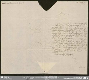 Eigenh. Brief von Johann Friedrich von Cotta an August Wilhelm von Schlegel, Tübingen, 29.08.1805