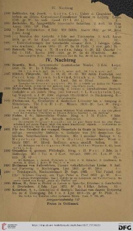 IV. Nachtrag (Nr. 2486 - 2507)
