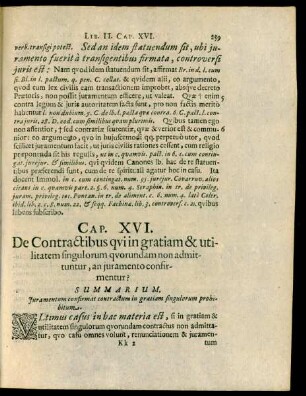 Cap. XVI. De Contractibus qui in gratiam & utitlitatem singulorum quorundam non admittuntur, an iuramento confirmentur?