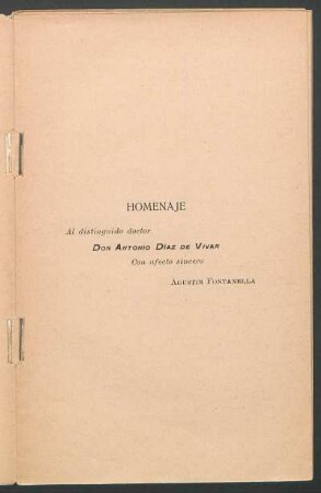 Homenaje al distinguido doctor Don Antonio Díaz de Vivar - [Dedicatoria]