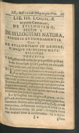 Cap. I. De Syllogismo In genere, Eiusque Principiis Materialibus.