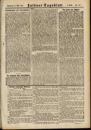 Zweite Ausgabe vom Samstag, den 21. Mai 1921.