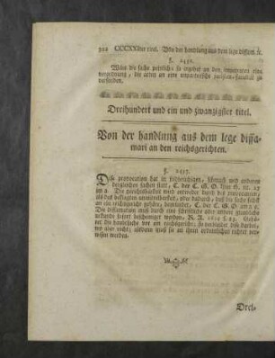 Dreihundert und ein und zwanzigster - Dreihundert und dreisigster titel.