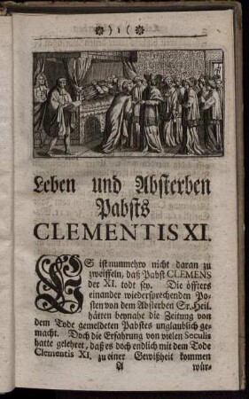 Leben und Absterben Pabsts Clementis XI.