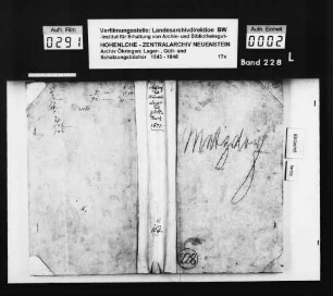Lager- und Gültbuch über Metzdorf und Hohensall.