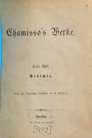 Chamisso's Werke, 1. Gedichte