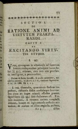 Sectio I. De Ratione Animi Ad Virtutem Praeparandi