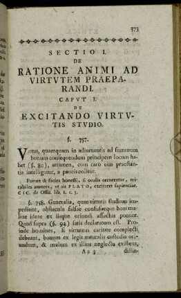 Sectio I. De Ratione Animi Ad Virtutem Praeparandi