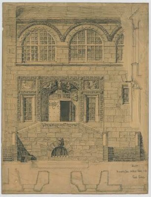 Fischer, Theodor; Jena; Universität - Ostflügel Portal (Grundriss, Ansicht, Schnitt)