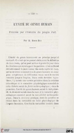 2.Ser. 4.1883: L' unité du genre humain : prouvée par l'histoire du peuple Juif