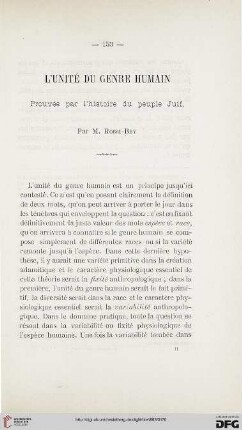 2.Ser. 4.1883: L' unité du genre humain : prouvée par l'histoire du peuple Juif