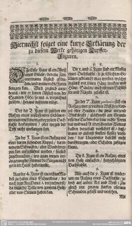 Hiernach lolget eine kurze Erklärung der zu diesem Werkgehörigen Kupffer-Figuren.