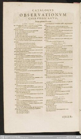 Catalogus Observationum Chirurgicarum