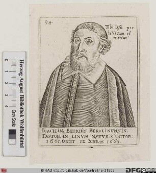 Bildnis Joachim Betke (lat. Betkius)