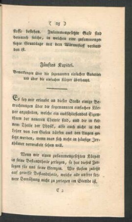 Fünftes Kapitel. Bemerkungen über die sogenannten einfachen Gasarten und über die einfachen Körper überhaupt.