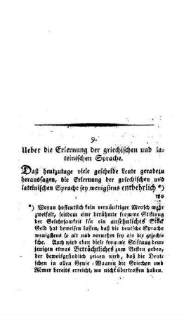 Ueber die Erlernung der griechischen und lateinischen Sprache