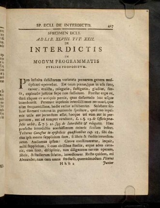 427-450, Ad Lib. XLVIII. Tit. XXII. De Interdictis Et ...