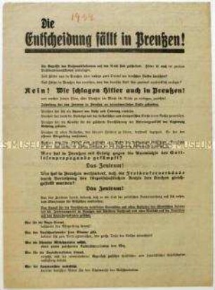 Aufruf der Zentrumspartei zur preußischen Landtagswahl 1932