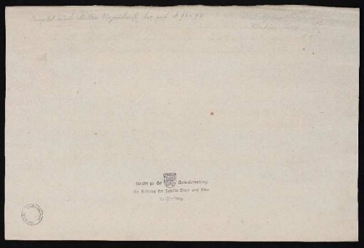 Besitzvermerk: Stiftung der Familie Stoer und Stier (Nürnberg) / Stempel