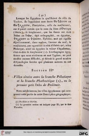 Section IIe: Villes situées entre la branche Pélusiaque et la branche Phathmétique (2), ou le premier Delta de Ptolémée