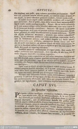 CAPUT XVI. De Speciebus visilibus.