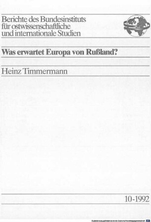 Was erwartet Europa von Rußland?