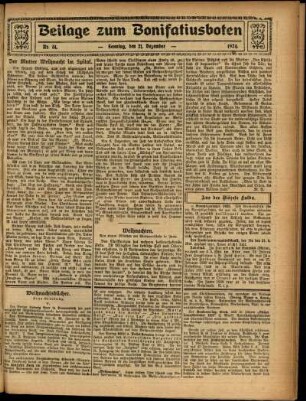 Zweite Ausgabe vom Sonntag, den 21. Dezember 1924.