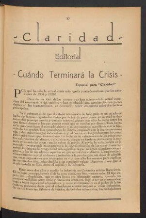 Cuándo terminará la crisis : Editorial