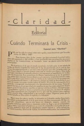 Cuándo terminará la crisis : Editorial