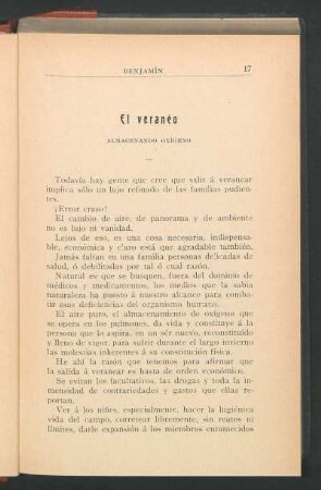 El veranéo : Almacenando oxígeno