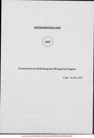 Fourierbuch zur Hofhaltung des Herzogs Carl August