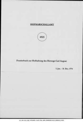 Fourierbuch zur Hofhaltung des Herzogs Carl August