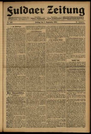 Erste Ausgabe vom Freitag, den 05. September 1913.