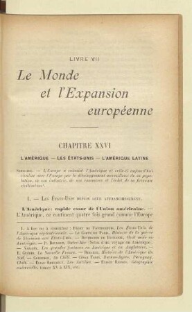 Chapitre XXVI L'Amérique – Les États-Unis – L'Amérique Latine