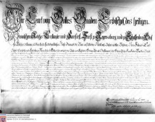 Karl Kurfürst v. Mainz belehnt mit Birkenau Freiherr Philipp Franz Wambold