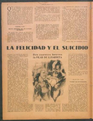 La felicidad y el suicidio : Dos cuentos breves de Pilar de Lusarreta