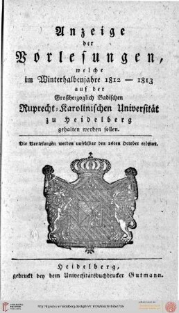Wintersemester 1812/1813