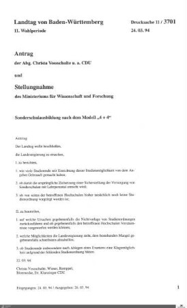 Drucksachen 3701-3900: Anträge, Anfragen, Gesetzentwürfe