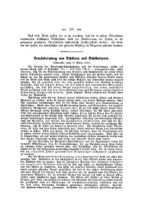 Berufsberatung von Schülern und Schülerinnen