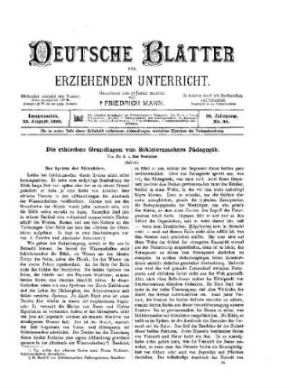 Die ethischen Grundlagen von Schleiermachers Pädagogik : (Schluß)