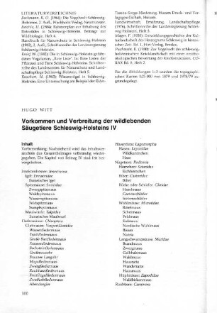 Vorkommen und Verbreitung der wildlebenden Säugetiere Schleswig-Holsteins IV