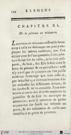 Chap. XI. : De la peinture en miniature