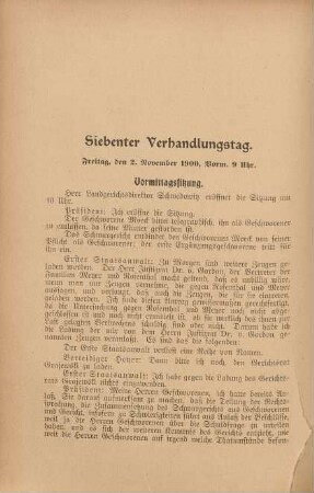 Siebenter Verhandlungstag. Freitag, den 2. November 1900, Vorm. 9 Uhr