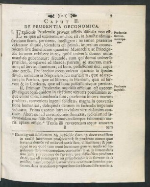 Caput II. De Prudentia Oeconomica