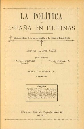 Núm. 1. 17 Febrero 1891