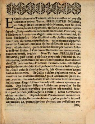 Veteris et hodiernae Germaniae, huiusque regni fines, h. e. Exercitationum in C. C. Tacitum de situ ... Germaniae Ima