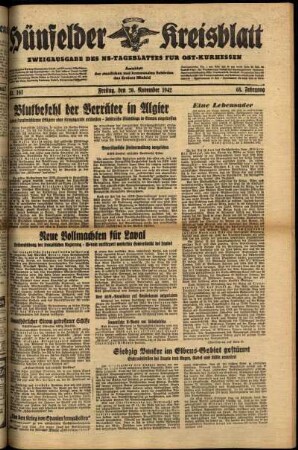 Ausgabe vom Freitag, den 20. November 1942.