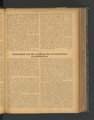 Deutschland und die Aufteilung des portugiesischen Kolonialbesitzes.