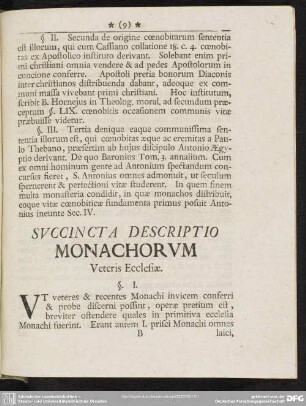 Succincta Descriptio Monachorum Veteris Ecclesiae