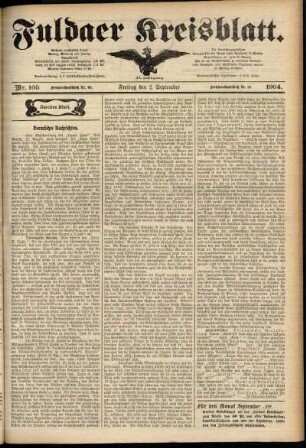 Zweite Ausgabe vom Freitag, den 02. September 1904.